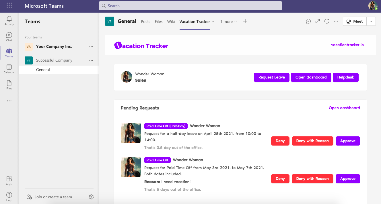 Microsoft Teams Holiday Tracker Www taha consulting