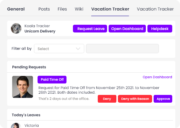 Vacation Tracker Tab Vacation Tracker for Microsoft Teams – Features