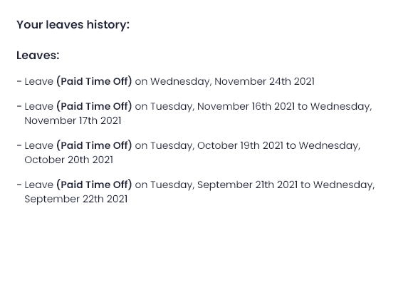 View Leave History Vacation Tracker for Slack – Features