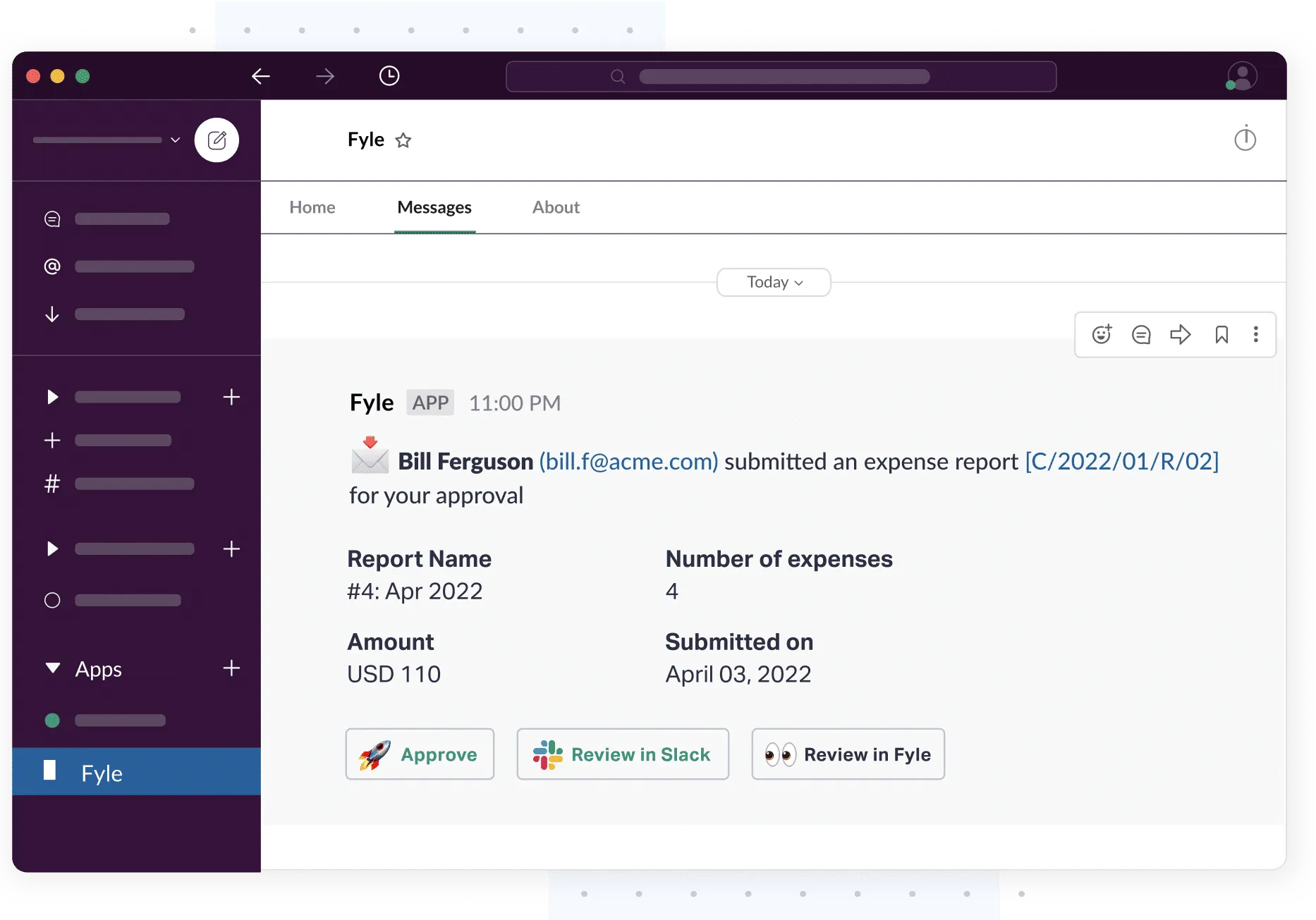 Fyle Slack integration